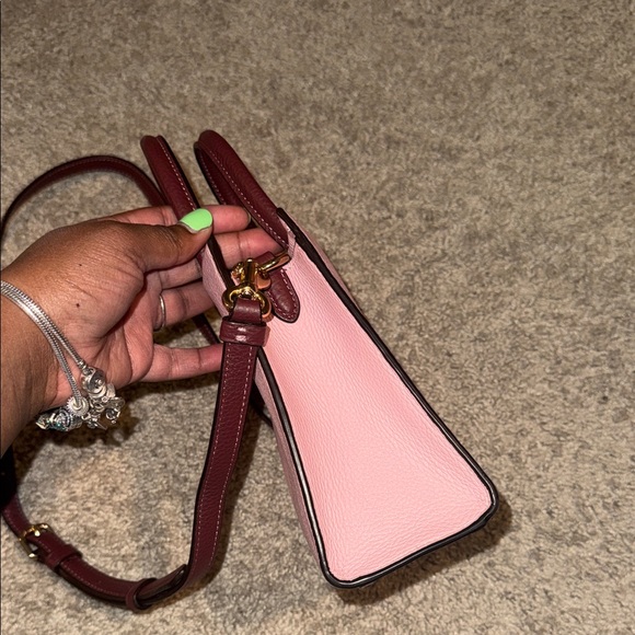 Coach Pink Pebbled Leather Mini Satchel with Brown Trim - Picture 4 of 7